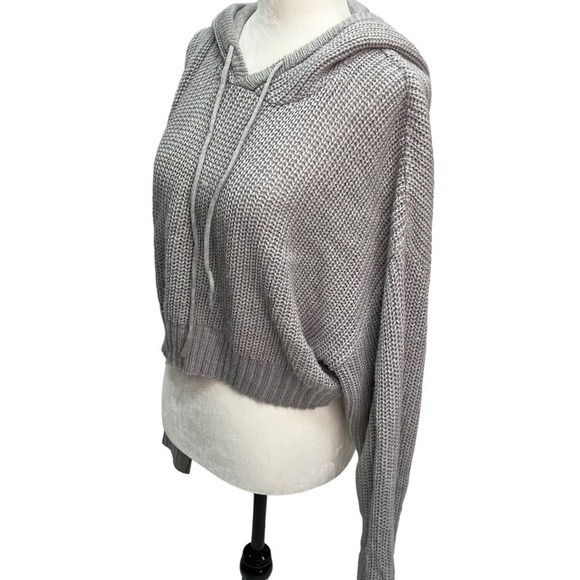 𝅺streetwear Society🖤Cropped Grey Knit Sweater Hood Size S - Picture 3 of 10